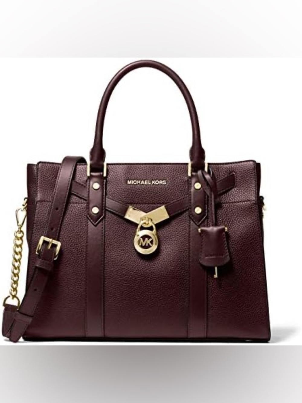 Michael Kors Burgundy Satchel with Gold Hardware